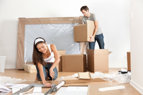 Commercial moving team planning an office relocation in Merton